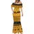 Montenegro Christmas Mermaid Dress with Gold-Black Theme, Double-Headed Eagle, and Map Motif - Wonder Print Shop