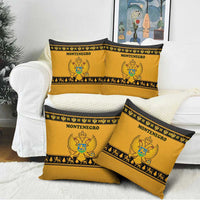 Montenegro Christmas Pillow Cover with Gold-Black Theme, Double-Headed Eagle, and Map Motif - Wonder Print Shop
