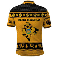 Montenegro Christmas Polo Shirt with Gold-Black Theme, Double-Headed Eagle, and Map Motif - Wonder Print Shop