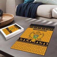 Montenegro Christmas Puzzle with Gold-Black Theme, Double-Headed Eagle, and Map Motif - Wonder Print Shop
