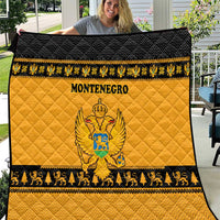 Montenegro Christmas Quilt with Gold-Black Theme, Double-Headed Eagle, and Map Motif - Wonder Print Shop