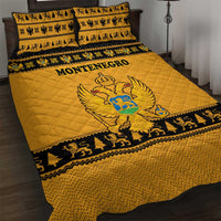 Montenegro Christmas Quilt Bed Set with Gold-Black Theme, Double-Headed Eagle, and Map Motif - Wonder Print Shop