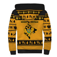 Montenegro Christmas Sherpa Hoodie with Gold-Black Theme, Double-Headed Eagle, and Map Motif - Wonder Print Shop