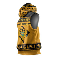Montenegro Christmas Sleeveless Hoodie with Gold-Black Theme, Double-Headed Eagle, and Map Motif - Wonder Print Shop