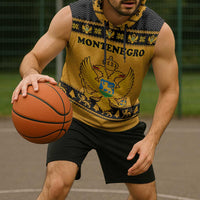 Montenegro Christmas Sleeveless Hoodie with Gold-Black Theme, Double-Headed Eagle, and Map Motif - Wonder Print Shop