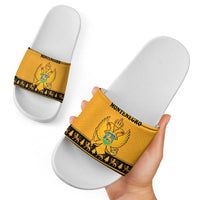 Montenegro Christmas Slide Sandals with Gold-Black Theme, Double-Headed Eagle, and Map Motif - Wonder Print Shop