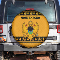 Montenegro Christmas Spare Tire Cover with Gold-Black Theme, Double-Headed Eagle, and Map Motif - Wonder Print Shop