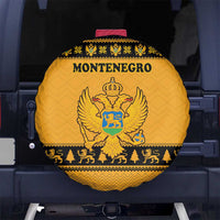 Montenegro Christmas Spare Tire Cover with Gold-Black Theme, Double-Headed Eagle, and Map Motif - Wonder Print Shop