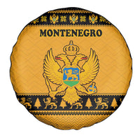 Montenegro Christmas Spare Tire Cover with Gold-Black Theme, Double-Headed Eagle, and Map Motif - Wonder Print Shop