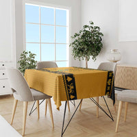 Montenegro Christmas Tablecloth with Gold-Black Theme, Double-Headed Eagle, and Map Motif - Wonder Print Shop