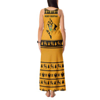 Montenegro Christmas Tank Maxi Dress with Gold-Black Theme, Double-Headed Eagle, and Map Motif - Wonder Print Shop