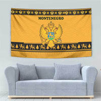 Montenegro Christmas Tapestry with Gold-Black Theme, Double-Headed Eagle, and Map Motif - Wonder Print Shop