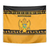 Montenegro Christmas Tapestry with Gold-Black Theme, Double-Headed Eagle, and Map Motif - Wonder Print Shop