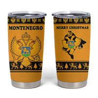 Montenegro Christmas Tumbler Cup with Gold-Black Theme, Double-Headed Eagle, and Map Motif - Wonder Print Shop