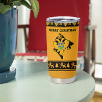 Montenegro Christmas Tumbler Cup with Gold-Black Theme, Double-Headed Eagle, and Map Motif - Wonder Print Shop