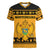 Montenegro Christmas Women V-Neck T-Shirt with Gold-Black Theme, Double-Headed Eagle, and Map Motif - Wonder Print Shop