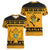 Montenegro Christmas Women V-Neck T-Shirt with Gold-Black Theme, Double-Headed Eagle, and Map Motif - Wonder Print Shop