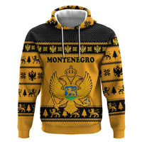 Montenegro Christmas Zip Hoodie with Gold-Black Theme, Double-Headed Eagle, and Map Motif - Wonder Print Shop