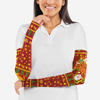 Montenegro Christmas Arm Sleeves with Red-Gold Theme, Double-Headed Eagle, and Santa Motif - Wonder Print Shop