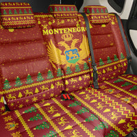 Montenegro Christmas Back Car Seat Cover with Red-Gold Theme, Double-Headed Eagle, and Santa Motif - Wonder Print Shop