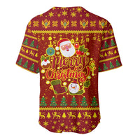 Montenegro Christmas Baseball Jersey with Red-Gold Theme, Double-Headed Eagle, and Santa Motif - Wonder Print Shop