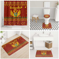 Montenegro Christmas Bathroom Set with Red-Gold Theme, Double-Headed Eagle, and Santa Motif - Wonder Print Shop