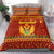 Montenegro Christmas Bedding Set with Red-Gold Theme, Double-Headed Eagle, and Santa Motif - Wonder Print Shop