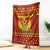 Montenegro Christmas Blanket with Red-Gold Theme, Double-Headed Eagle, and Santa Motif - Wonder Print Shop