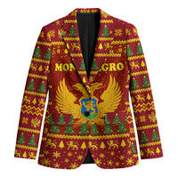 Montenegro Christmas Blazer with Red-Gold Theme, Double-Headed Eagle, and Santa Motif - Wonder Print Shop
