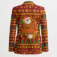 Montenegro Christmas Blazer with Red-Gold Theme, Double-Headed Eagle, and Santa Motif - Wonder Print Shop