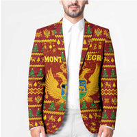 Montenegro Christmas Blazer with Red-Gold Theme, Double-Headed Eagle, and Santa Motif - Wonder Print Shop