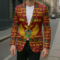Montenegro Christmas Blazer with Red-Gold Theme, Double-Headed Eagle, and Santa Motif - Wonder Print Shop