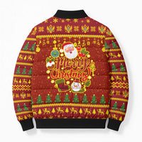 Montenegro Christmas Bomber Puffer Jacket with Red-Gold Theme, Double-Headed Eagle, and Santa Motif - Wonder Print Shop