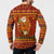 Montenegro Christmas Button Sweatshirt with Red-Gold Theme, Double-Headed Eagle, and Santa Motif - Wonder Print Shop