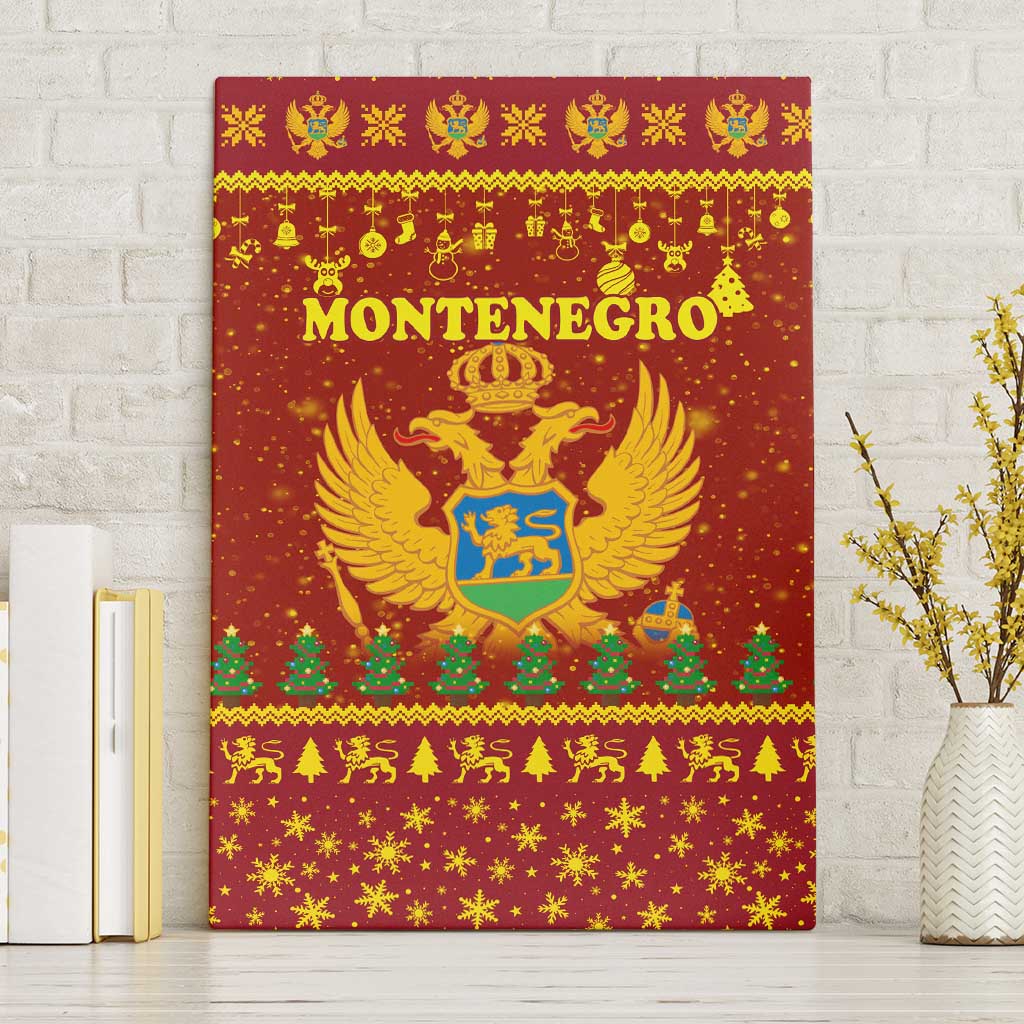 Montenegro Christmas Canvas Wall Art with Red-Gold Theme, Double-Headed Eagle, and Santa Motif - Wonder Print Shop