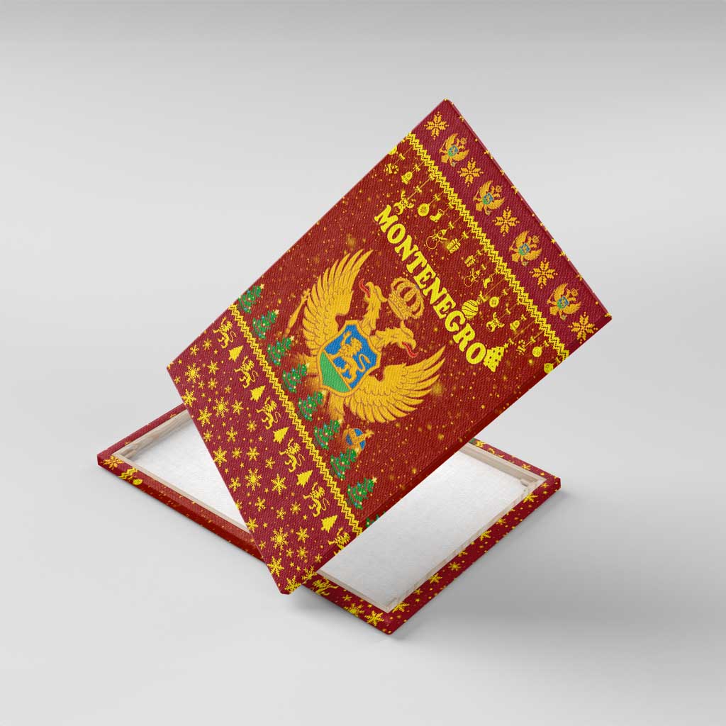 Montenegro Christmas Canvas Wall Art with Red-Gold Theme, Double-Headed Eagle, and Santa Motif - Wonder Print Shop