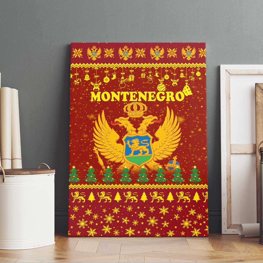 Montenegro Christmas Canvas Wall Art with Red-Gold Theme, Double-Headed Eagle, and Santa Motif - Wonder Print Shop