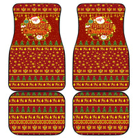 Montenegro Christmas Car Mats with Red-Gold Theme, Double-Headed Eagle, and Santa Motif - Wonder Print Shop