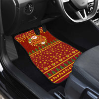 Montenegro Christmas Car Mats with Red-Gold Theme, Double-Headed Eagle, and Santa Motif - Wonder Print Shop