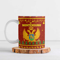 Montenegro Christmas Ceramic Mug with Red-Gold Theme, Double-Headed Eagle, and Santa Motif - Wonder Print Shop