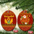 Montenegro Christmas Ceramic Ornament with Red-Gold Theme, Double-Headed Eagle, and Santa Motif - Wonder Print Shop