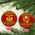 Montenegro Christmas Ceramic Ornament with Red-Gold Theme, Double-Headed Eagle, and Santa Motif - Wonder Print Shop