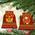 Montenegro Christmas Ceramic Ornament with Red-Gold Theme, Double-Headed Eagle, and Santa Motif - Wonder Print Shop