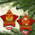 Montenegro Christmas Ceramic Ornament with Red-Gold Theme, Double-Headed Eagle, and Santa Motif - Wonder Print Shop