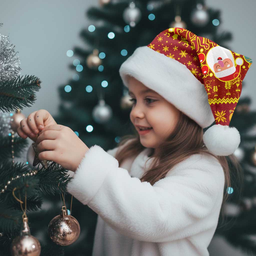 Montenegro Christmas Santa Hat with Red-Gold Theme, Double-Headed Eagle, and Santa Motif - Wonder Print Shop
