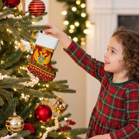 Montenegro Christmas Stocking with Red-Gold Theme, Double-Headed Eagle, and Santa Motif - Wonder Print Shop