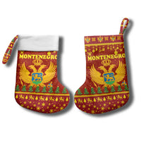 Montenegro Christmas Stocking with Red-Gold Theme, Double-Headed Eagle, and Santa Motif - Wonder Print Shop