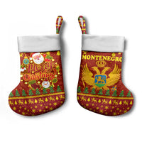 Montenegro Christmas Stocking with Red-Gold Theme, Double-Headed Eagle, and Santa Motif - Wonder Print Shop