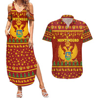 Montenegro Christmas Couples Matching Summer Maxi Dress and Hawaiian Shirt with Red-Gold Theme, Double-Headed Eagle, and Santa Motif - Wonder Print Shop