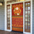 Montenegro Christmas Door Cover with Red-Gold Theme, Double-Headed Eagle, and Santa Motif - Wonder Print Shop